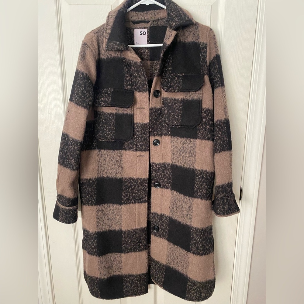 Women's Plaid shaket -Black and Tan